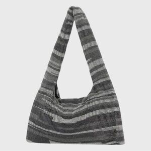 KARA Rhinestone striped shoulder hobo bag